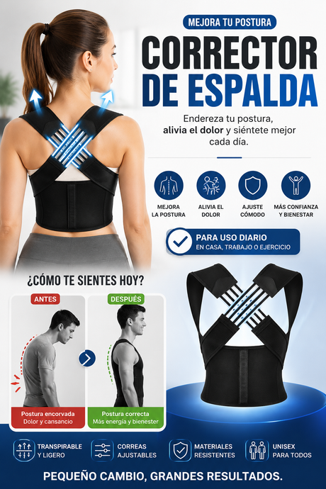 Corrector de Postura Premium| Alivia el Dolor y Endereza tu Espalda